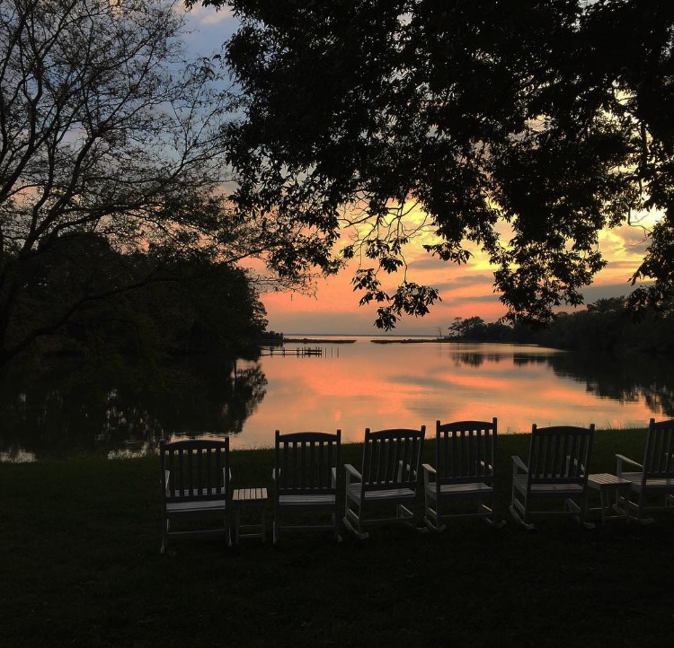 Sunset over the water at Woodlawn Farm 