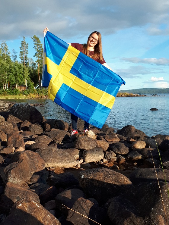 Here I am with the Swedish flag.