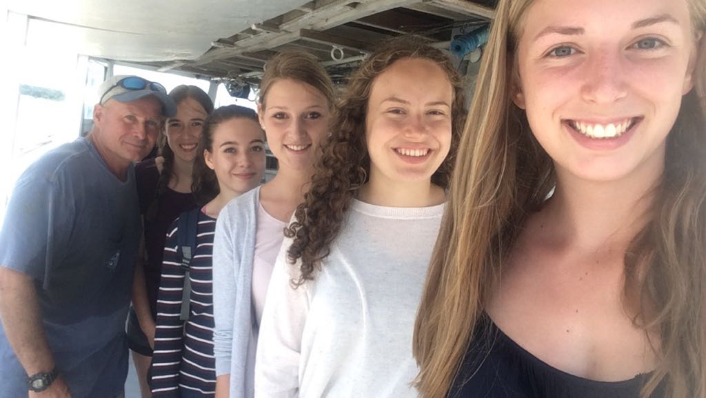 A Slack Team selfie including Captain Phil Langley, Lisa, Jana, TIna, Monika and Verena.