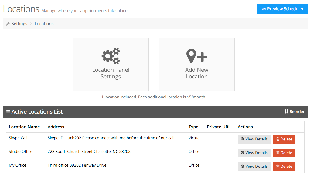Locations landing page