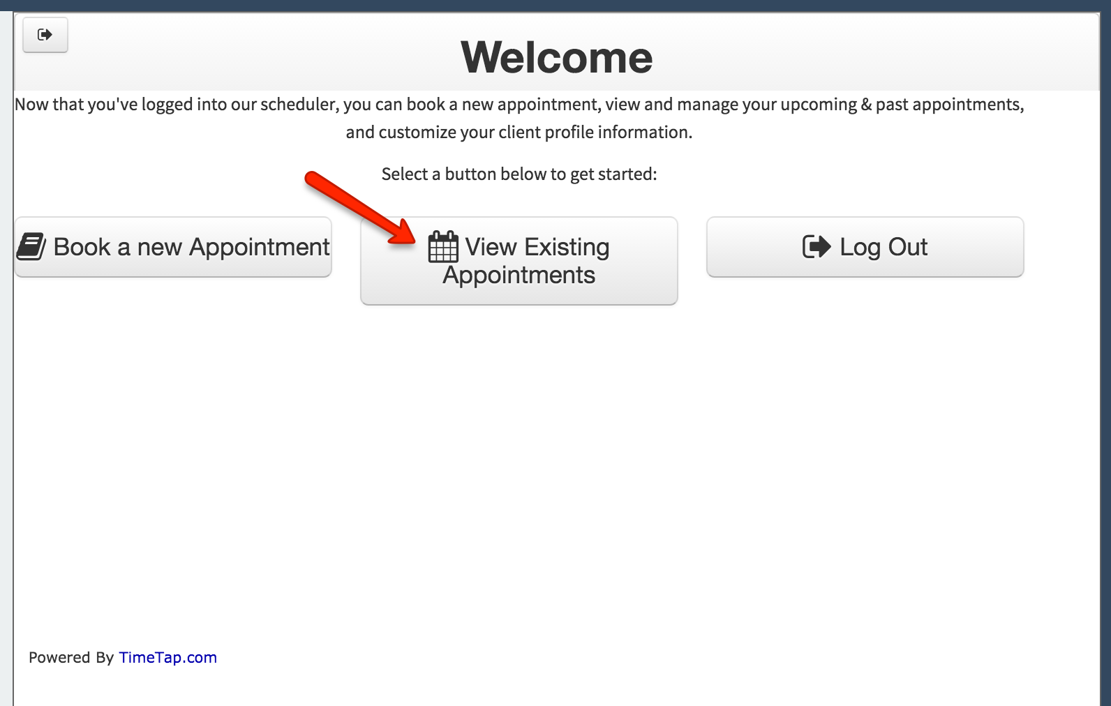 Click on the "View Existing Appointments" button