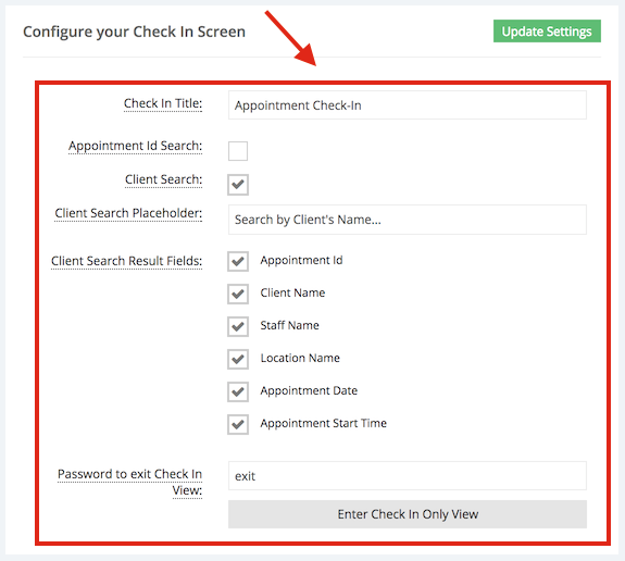 Configure the screen's setting
