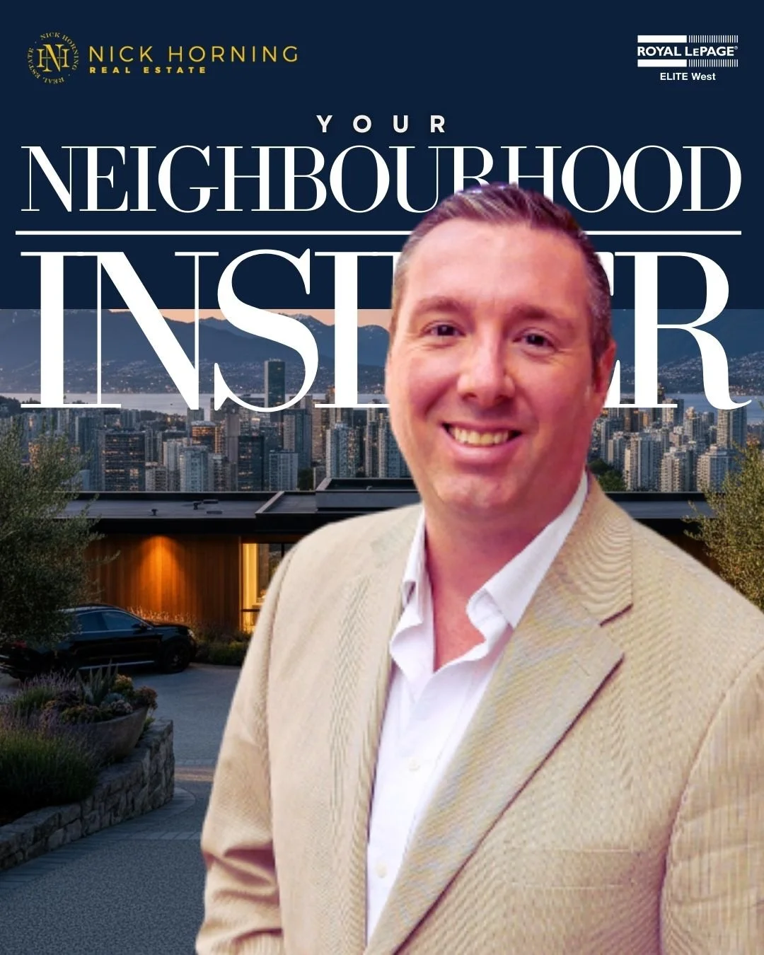 Nick Horning in front of Vancouver Luxury Home