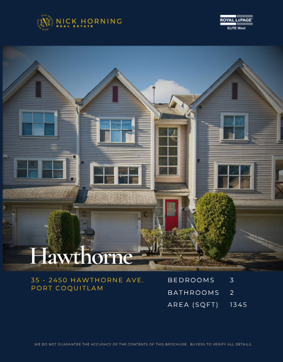 Exterior view of Unit 35 at 2450 Hawthorne Ave, a 3-level family townhome in Country Park Estates, Port Coquitlam