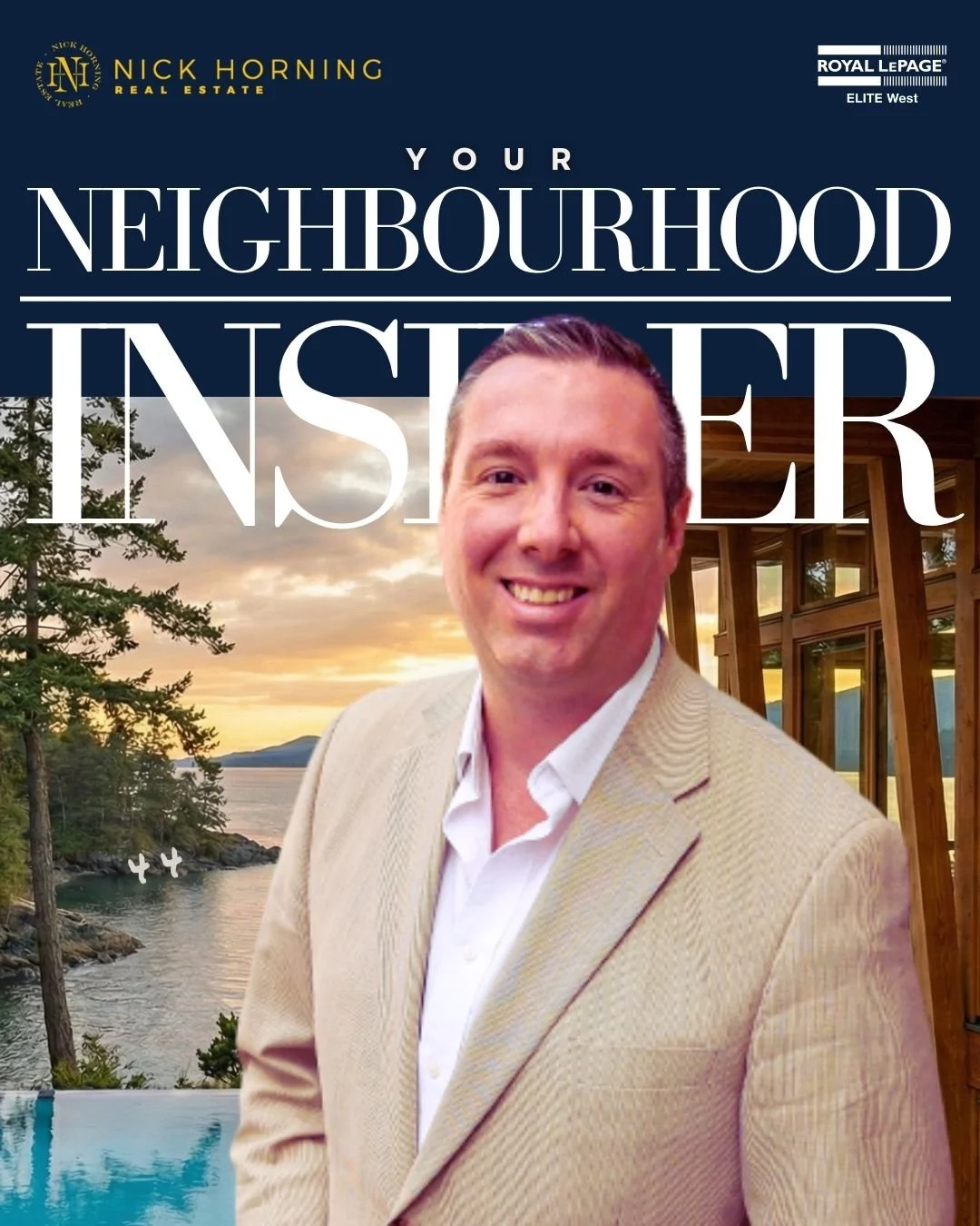 Nick Horning in front of a Vancouver Waterfront Property