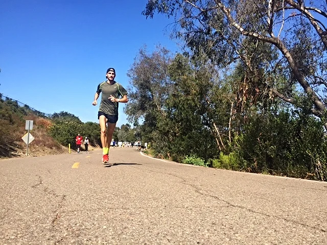 Just a shot from a workout I did on my own at Lake Miramar. 3x2 mile, 2x1 mile.