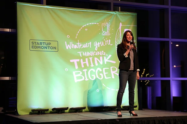 Alison presenting at Launch Party 5, part of Edmonton Startup Week 2014. 