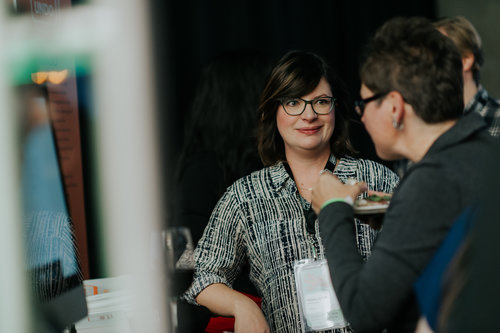 Melanie at Launch Party 9 - October, 2018. Launch Party is a startup community tradition that celebrates early-stage tech companies as they bring product to market.