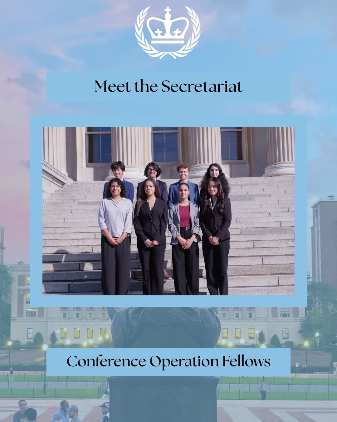 Finally, say hello to our Conference Operation Fellows (COFs)! They work under all the branches, filling in any gaps. With that, we are so excited to see you all tomorrow evening to kick off CMUNCE XXV!!!