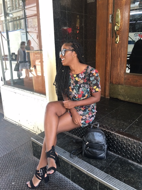 Glasses- borrowed from my mom, Backpack- thrifted $5-Goodwill, Dress- $11- Forever 21, Shoes - sale $15 Forever 21