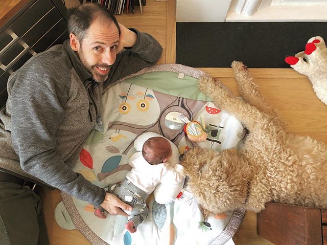 Tummy time with my best friend, Bram. .
.
.
#dood #labradoodle #doodle #doodlife #doods #doodlebug #doodles2love #doodlelife #dogsofinstagram #doodlesofinstagram #dailyfluff #weeklyfluff #nycdoodles #brooklyndoodles #instadog #nyc #cobblehill #brookl