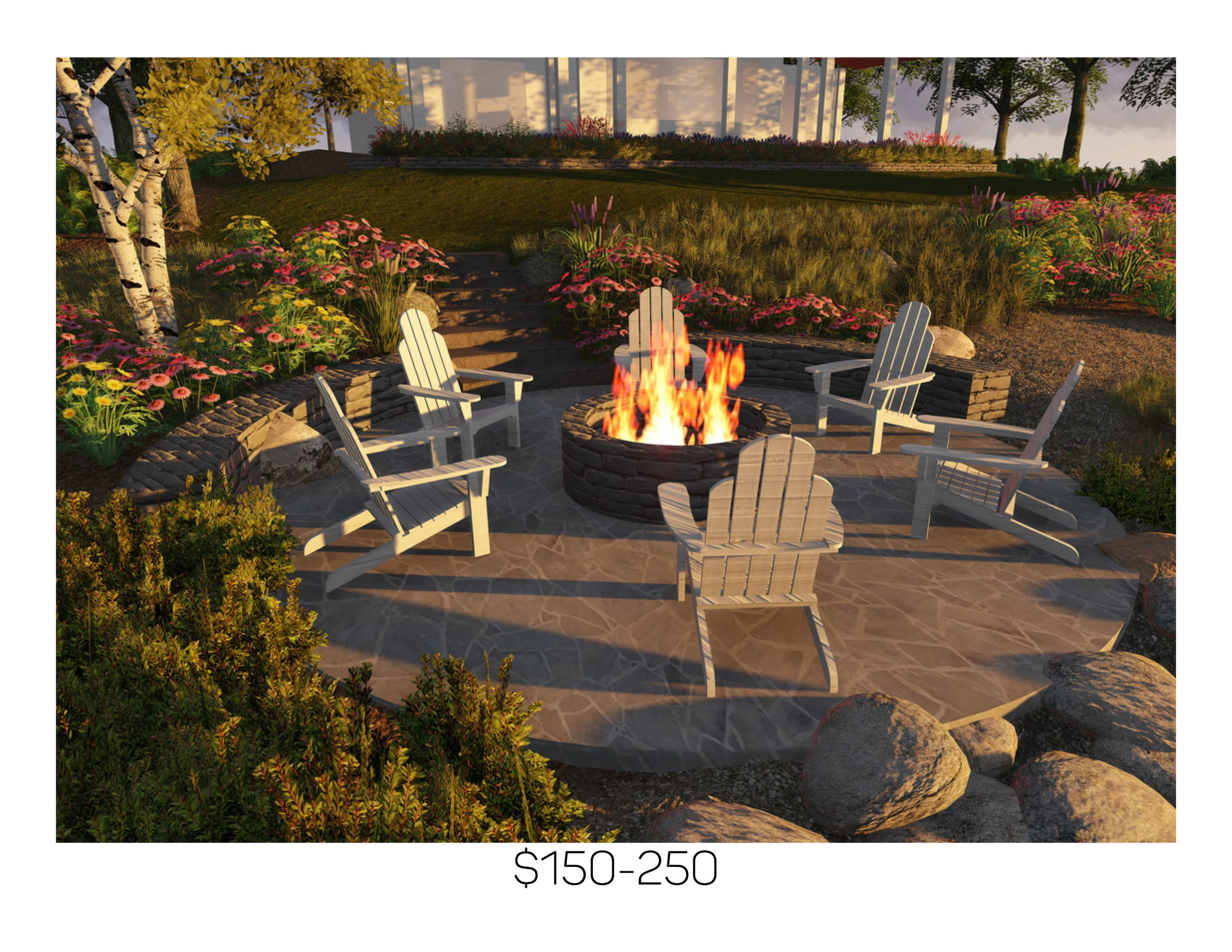 Patio3D Rendering to show clients a patio layout or a single element of landscape.