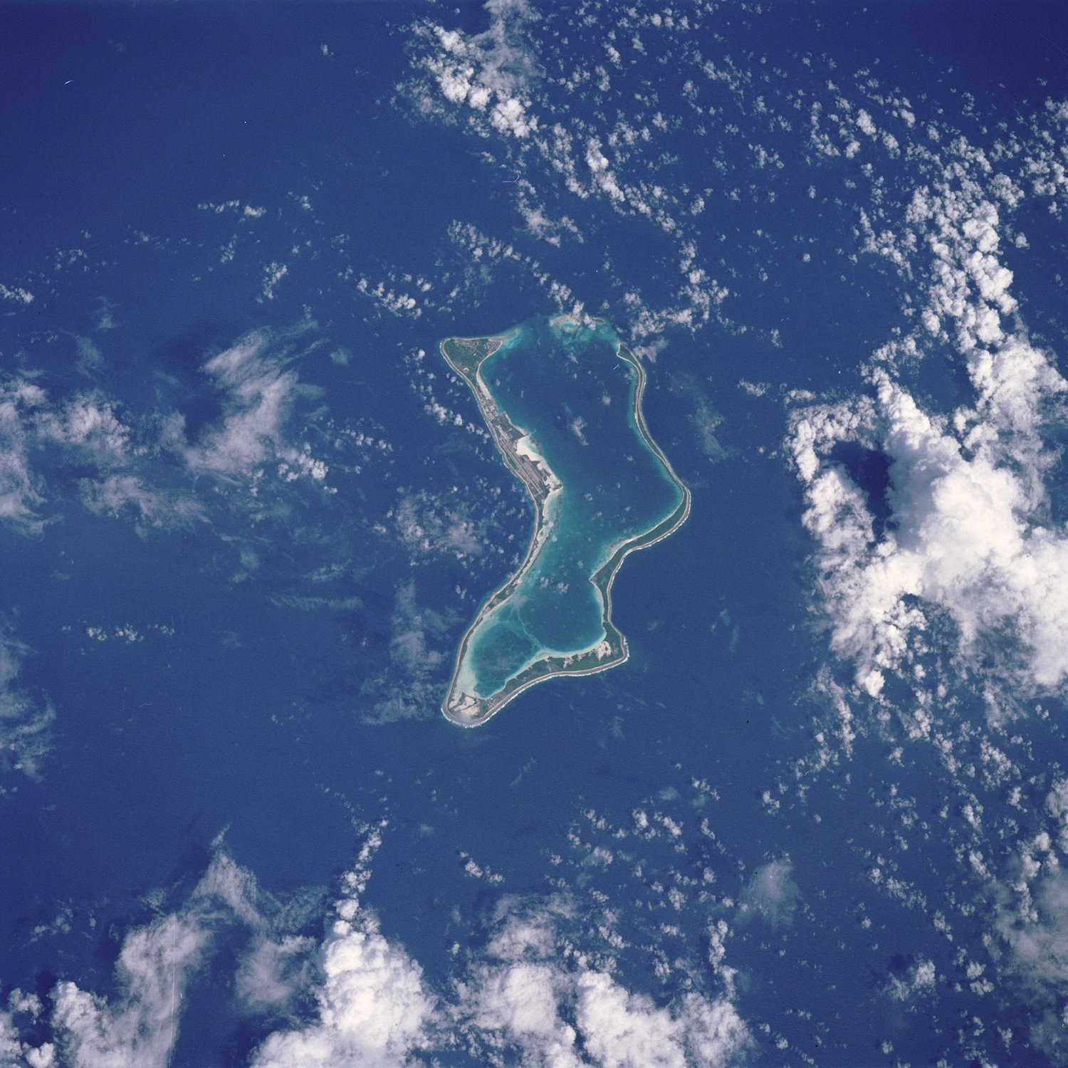 Diego Garcia, the largest of the coral atolls of the Chagos Archipelago. NASA/Flickr (CC BY NC 2.0)