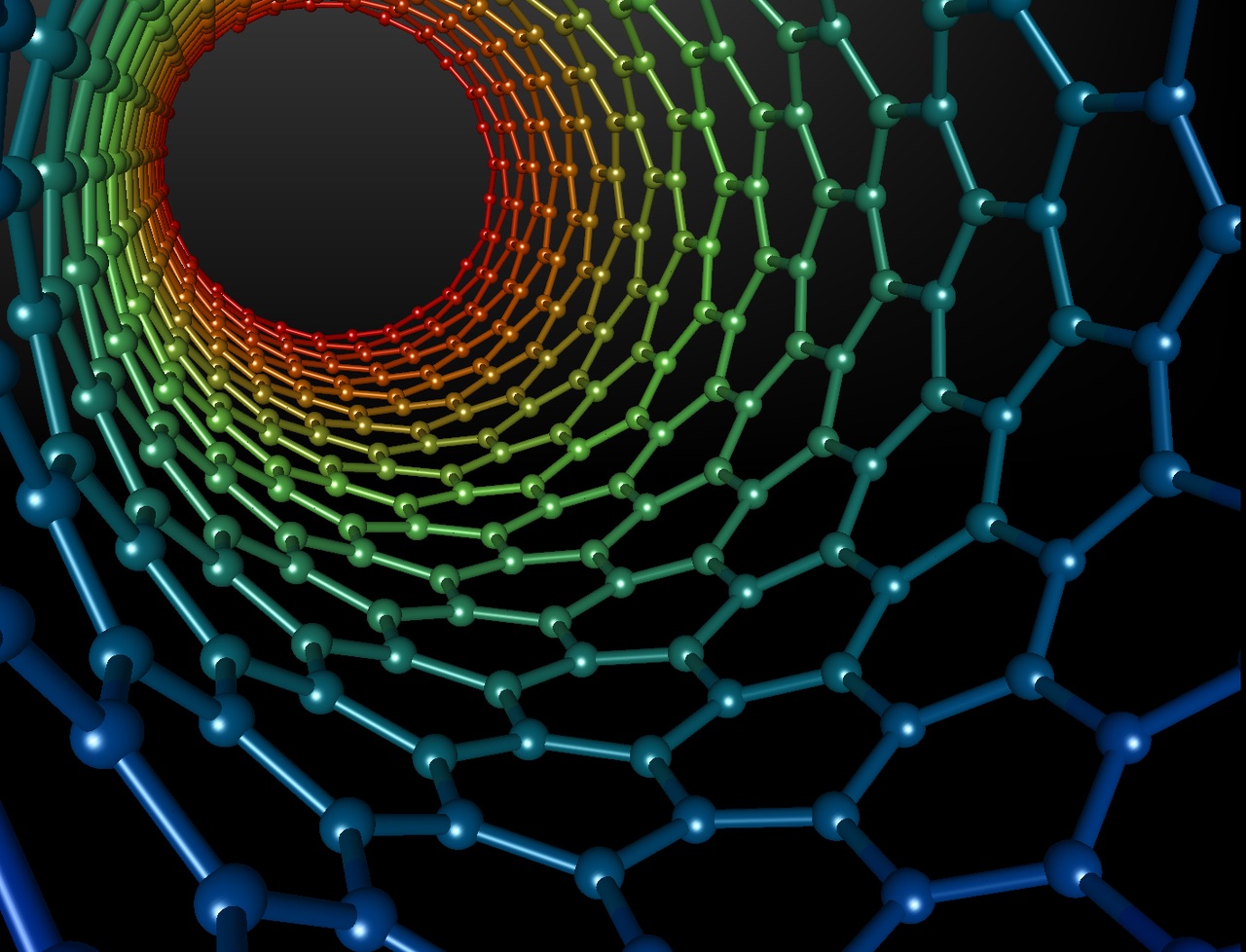 A sheet of graphene can be hypothetically be warped into a carbon nanotube surface. Mstroeck/Wikimedia Commons (CC BY-SA 3.0)