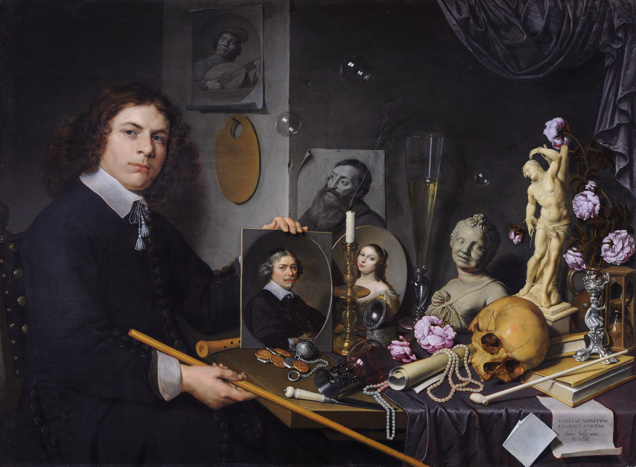 A self-portrait within a self-portrait. "Self Portrait with Vanitas Symbols" by David Bailly circa 1651. Web Gallery of Art/Wikimedia Commons (public domain) 