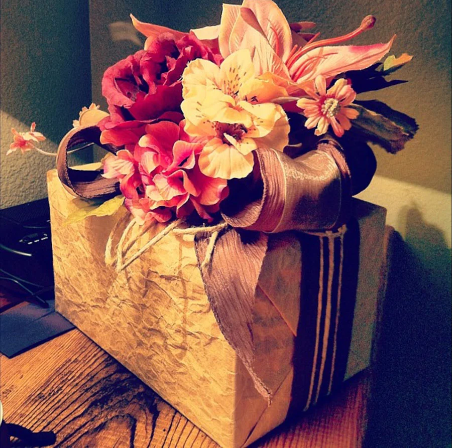 Her beautiful gift wrapping inspires a recipient to keep the package as a display artwork!