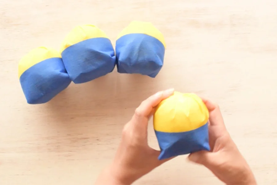 Step 6: Wrap all the apples and the mango (or any other fruits) the same way too.