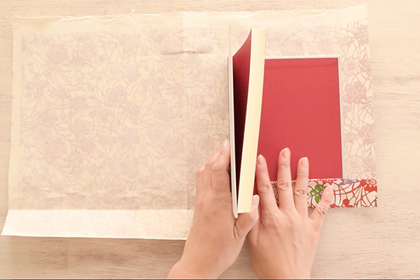 Step 6: Place the book along the creases again and fold the bottom paper up.