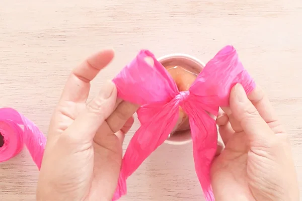Step 8: Tie a single bow and shape the bow.