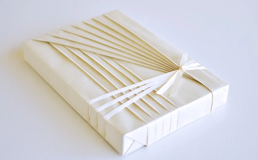 Gift wrapping design created with handmade Washi paper.