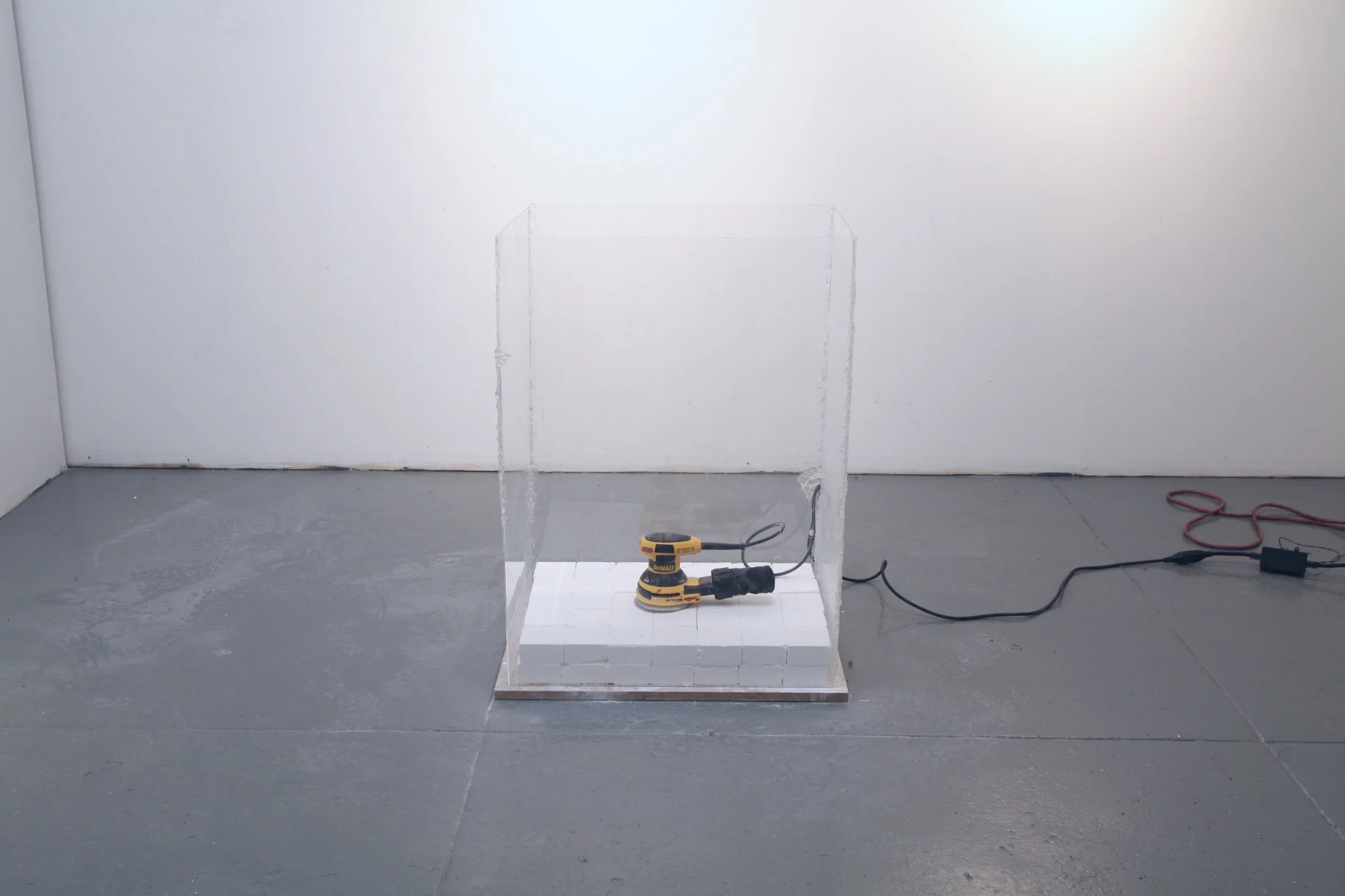 REPORT DATA- REGARDING DRONE STRIKES , 2016 Sander, Chalk, Plexiglass, Wood, Micro-controller, Raspberry Pi 18”x36”x26 ”