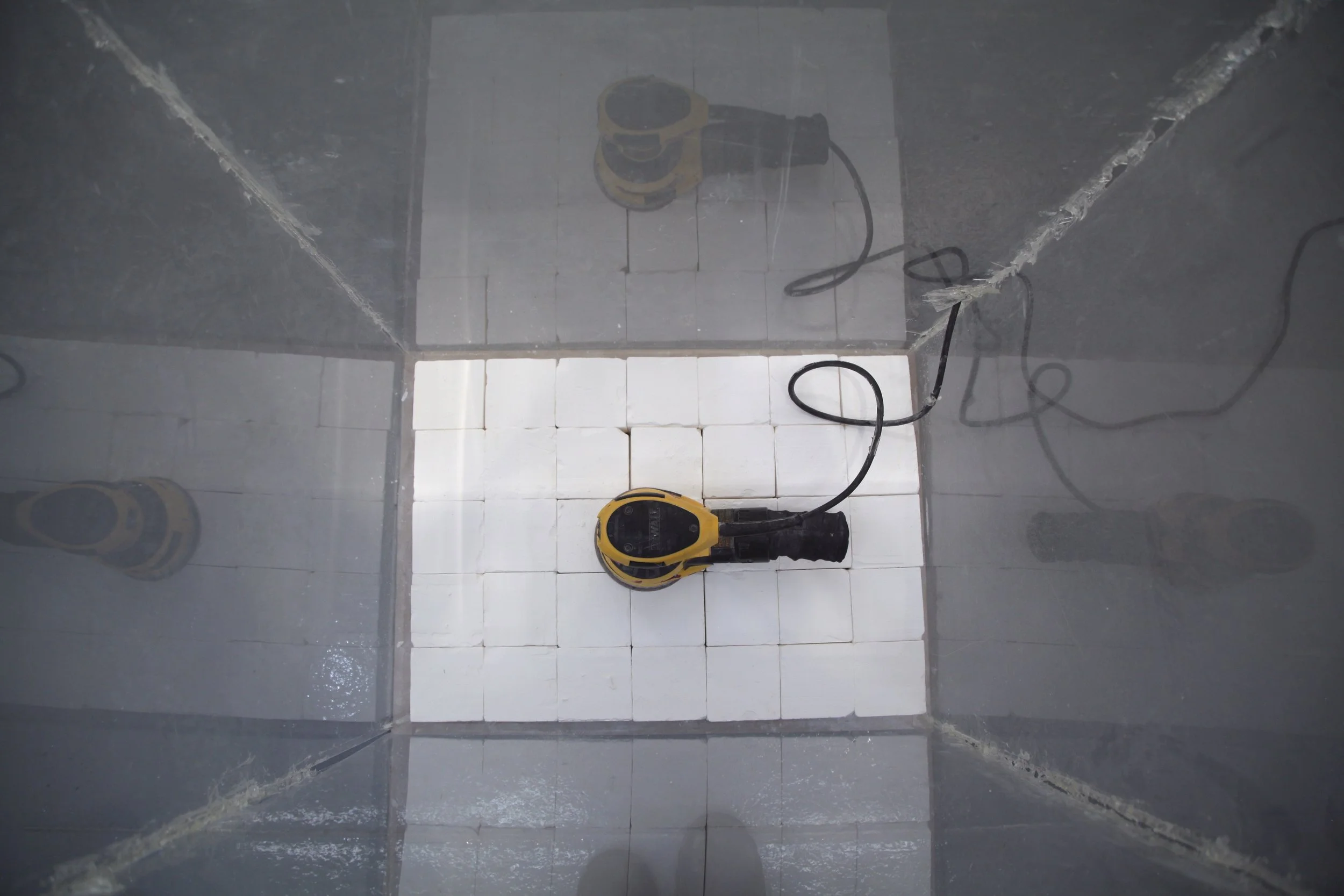 REPORT DATA- REGARDING DRONE STRIKES , 2016 Sander, Chalk, Plexiglass, Wood, Micro-controller, Raspberry Pi 18”x36”x26 ”