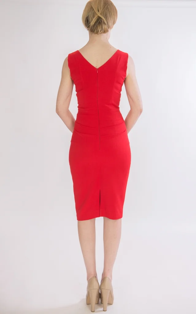 Fitted sleeveless cocktail knee length dress  SYLWIA