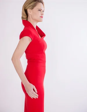 slim fit dress slacks Off Shoulder V Neck Roll Collar Dress main image 1