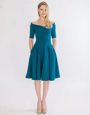 Open neck line dress with full circle bottom — SYLWIA