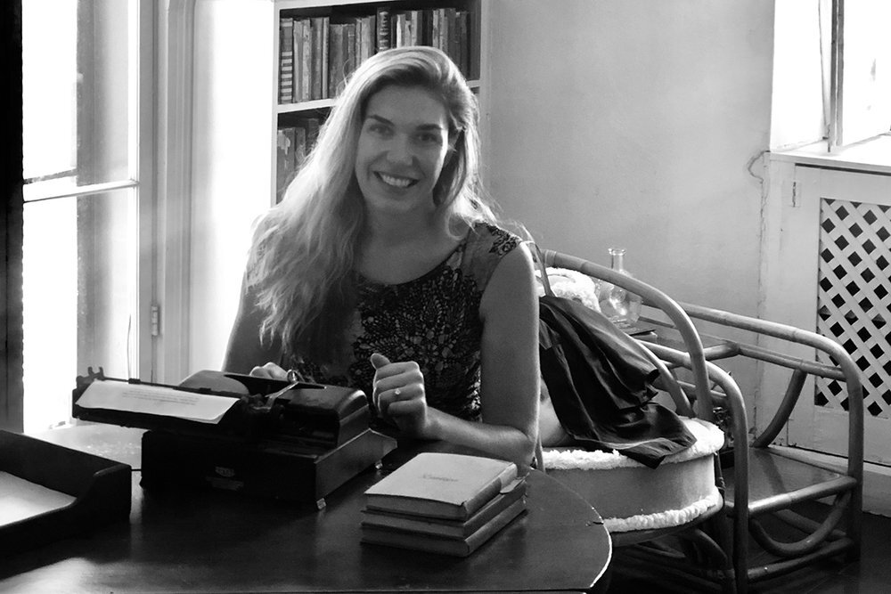 Sarah at Hemingway's old writing desk.