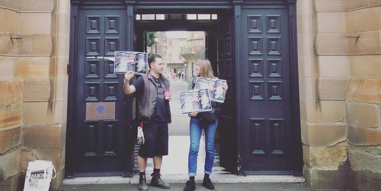 Dropping Peter's posters into NAS - here with painting studio technician Paolo Iarossi