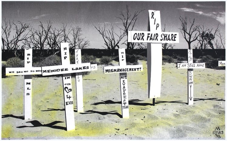 Dam Empty (our fair share), 2015 Edition: 25, 49x75cm, Aerosol and acrylic screen print on 90gsm litho