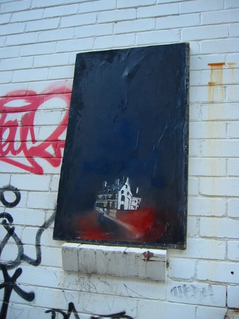 Haunted house stencil, 2003