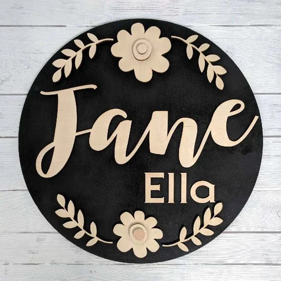 round nursery name sign