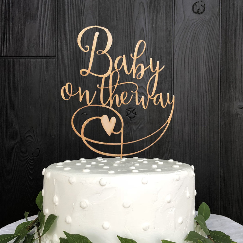Baby Shower Decor - Baby on the Way Cake Topper Woodword Design Studio