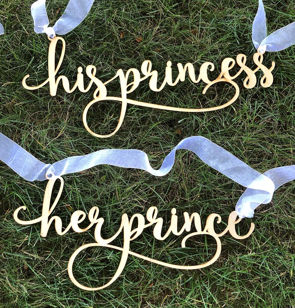 Wedding Chair Signs Decoration - His Princess Her Prince