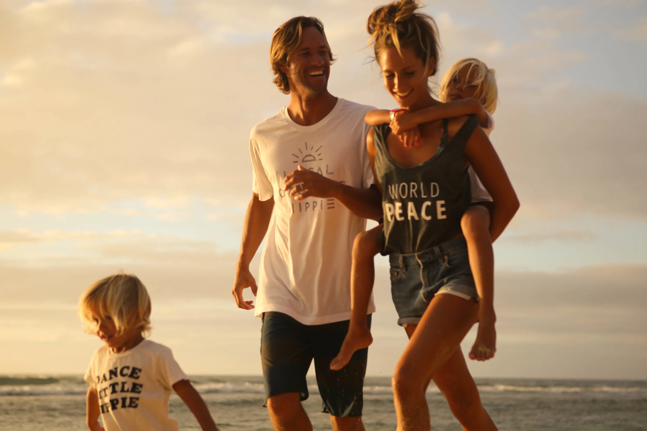Family walk on a Beach
