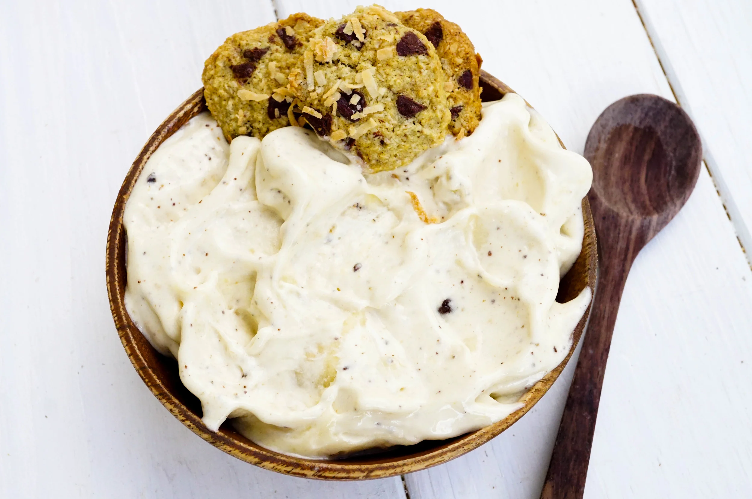 This is what the texture should be close to! This is Banana Chip Nice Cream :)
