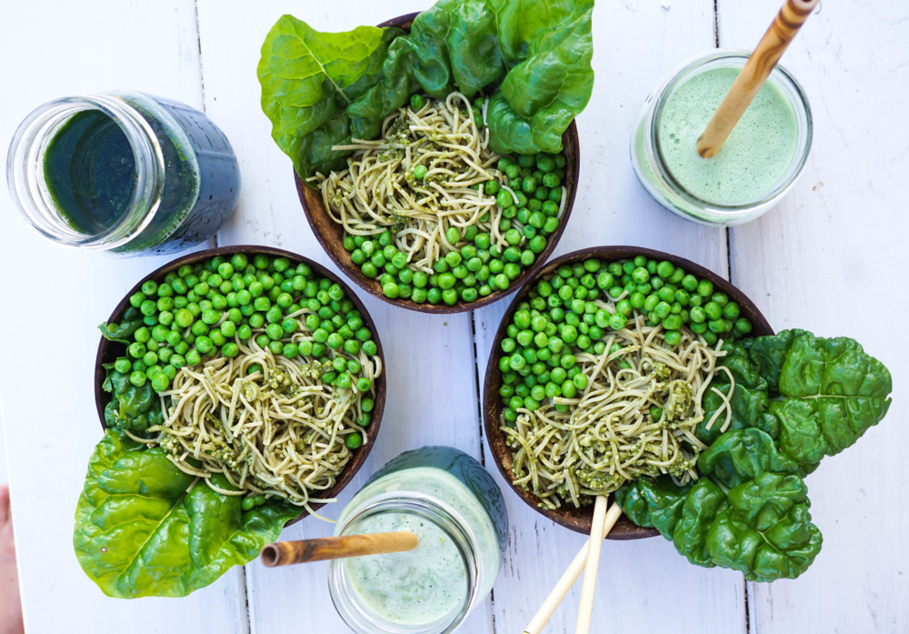 Edamme GF Pasta with Vegan Pesto and Swiss Chard Wraps
