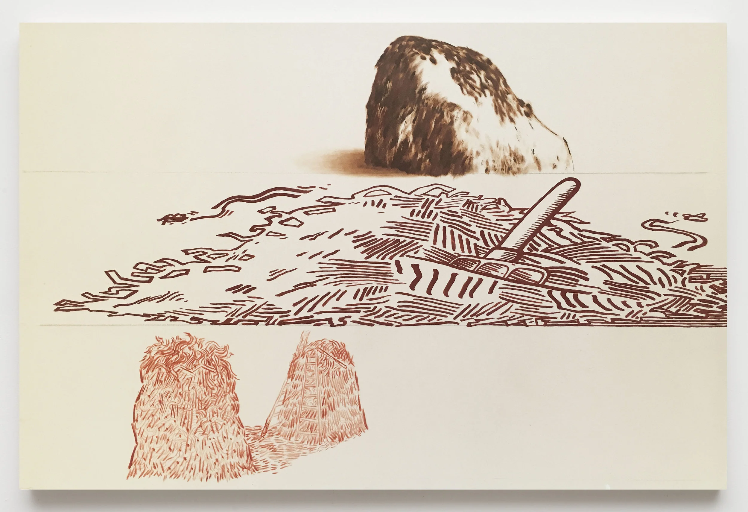 Utility and Apathy, Haystacks, 2017 Oil on canvas 46 x 69.5 inches