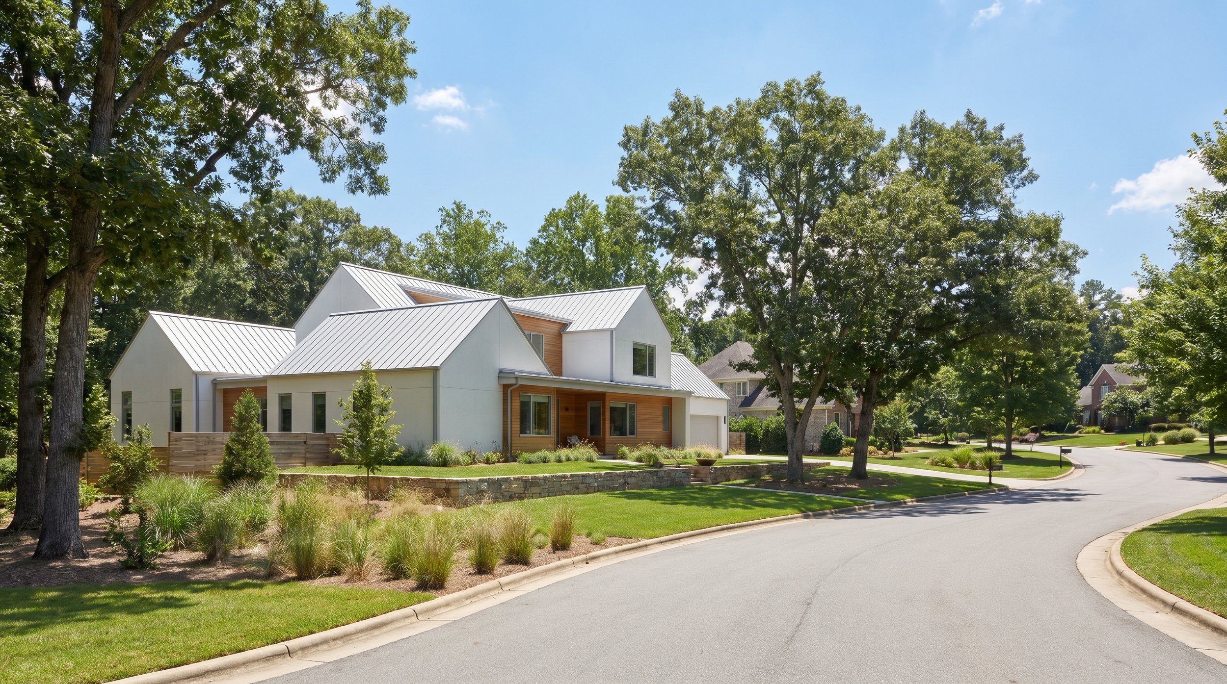 Rendering of a modern home in a neighborhood in Winston Salem, Lewisville, Clemmons, Advance, North Carolina. 