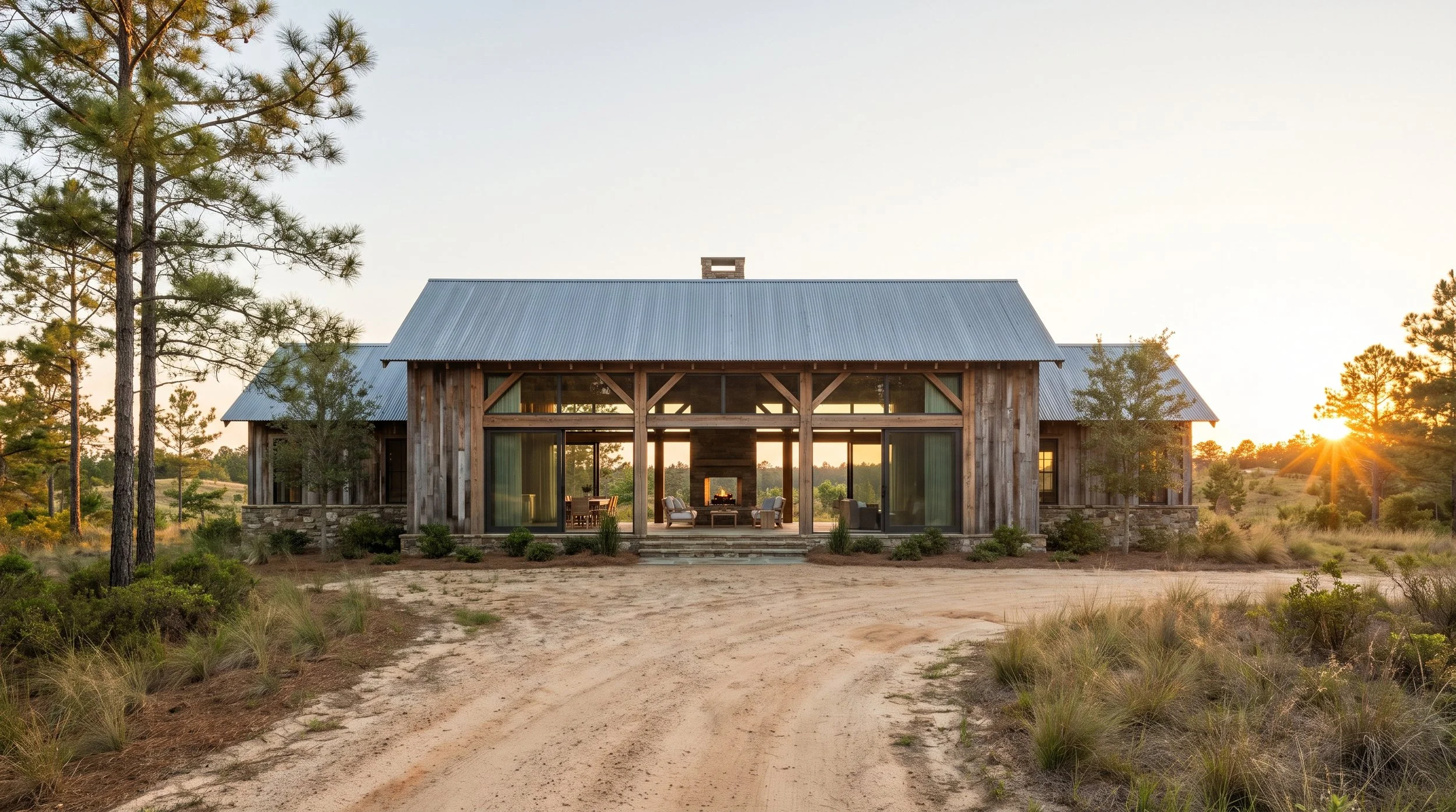 Rendering of a barn style pavilion to be used as an accessory dwelling or place to gather away from a primary residence.