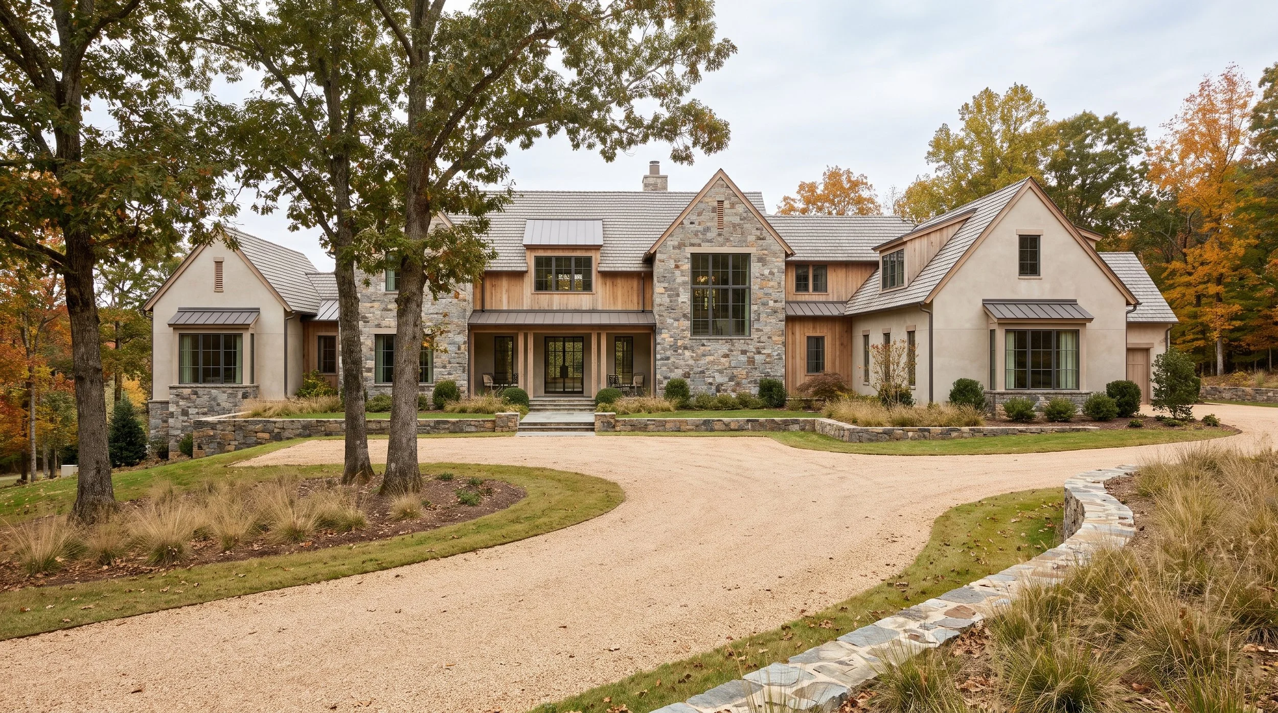 Rendering of an estate home design set in Winston-Salem or Lewisville, North Carolina. 