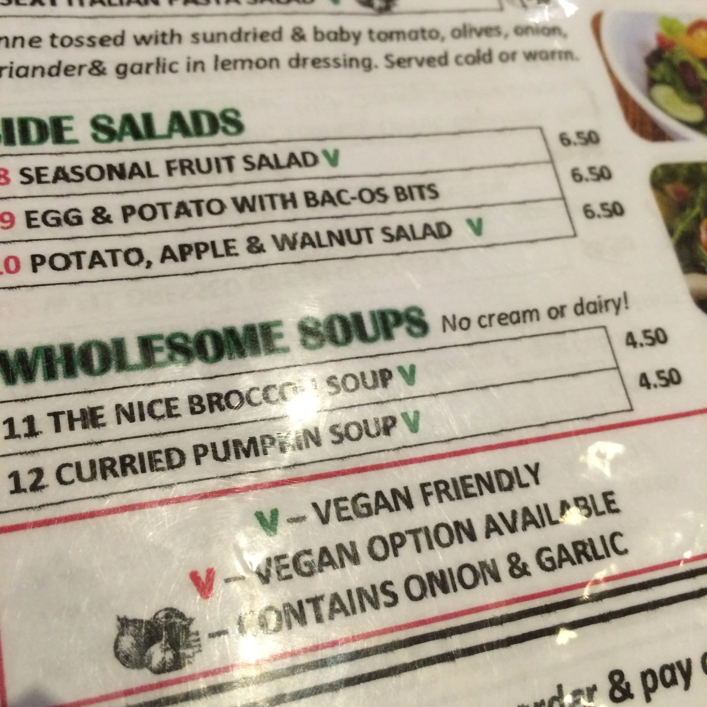 Menu - Vegan Options