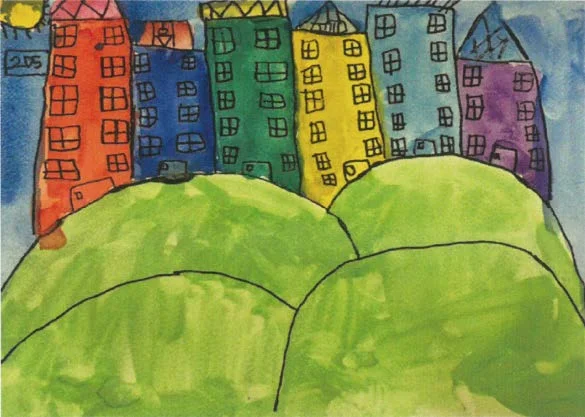 “My House” is a colourful rendition of 14-year old Muhammad Hasreen Bin Muhd Hasron’s neighbourhood in Ang Mo Kio
