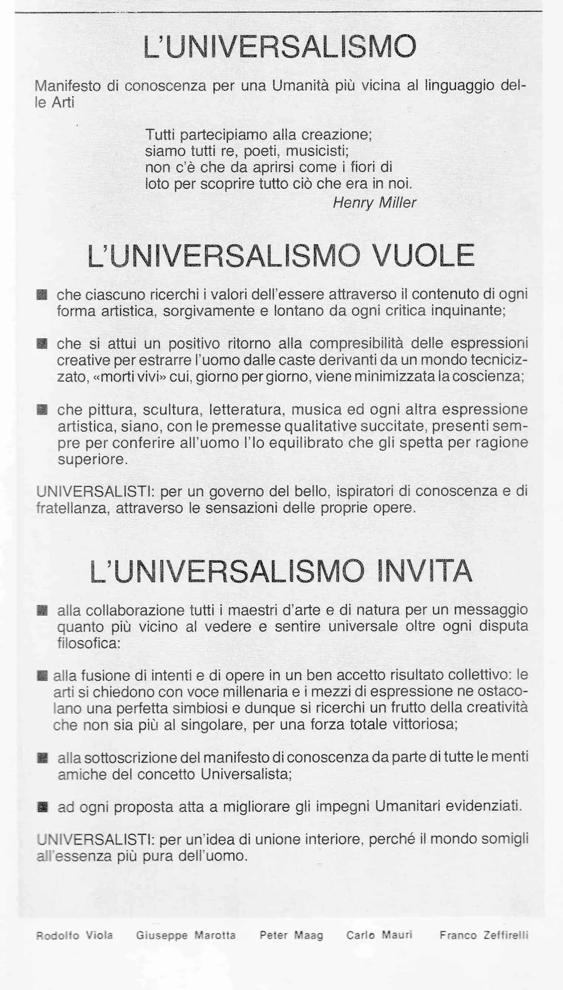  Manifesto dell'Universalismo 