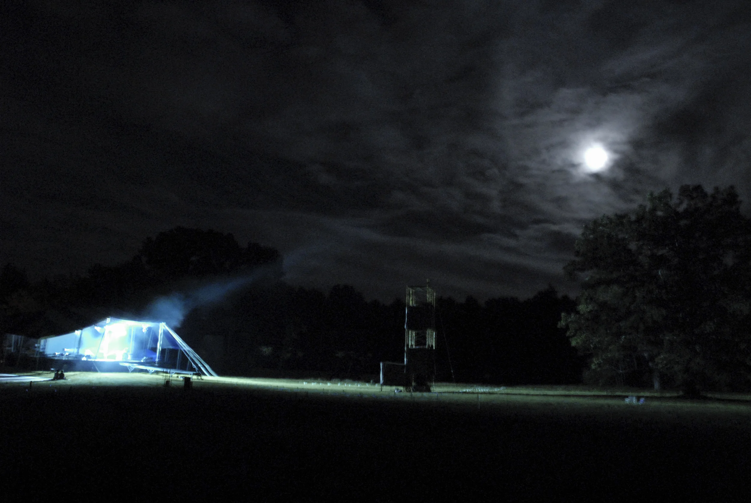 Night Stage Lights Under a Full Moon. Limited edition archival inket prints: 20x30" print ($450 unframed, $850 museum framed) or 5x7 print ($50, in 8x10 mat)