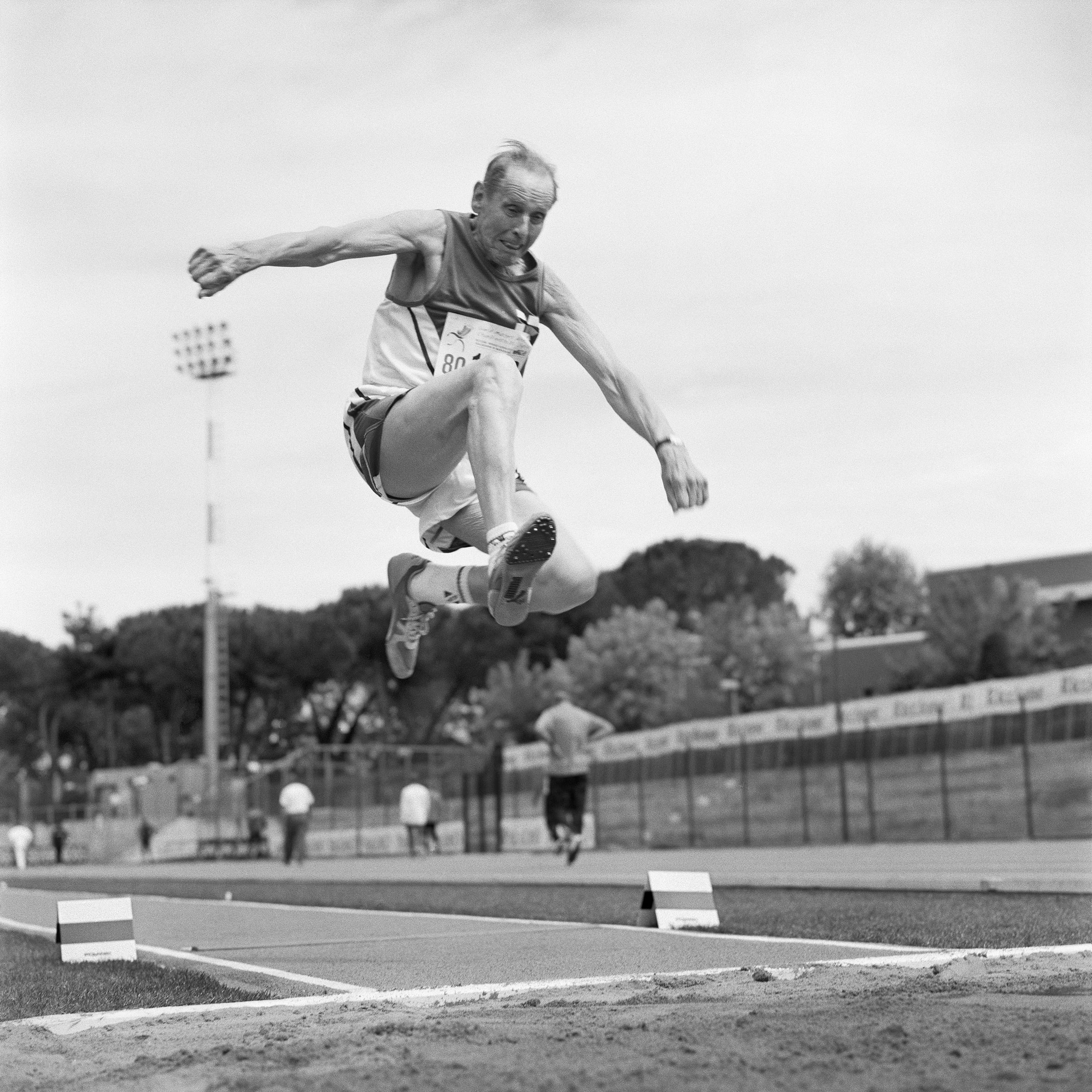 Long Jumper, 80-84 division. World Masters. Riccione, Italy. 2007.