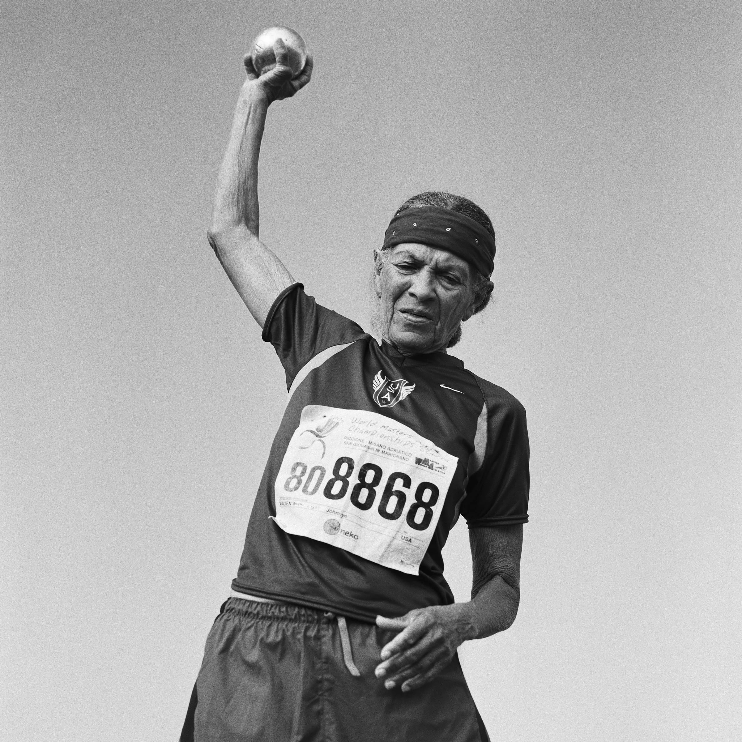 Johnnye, 82, shot put. World Masters. Misano Adriatico, Italy. 2007.