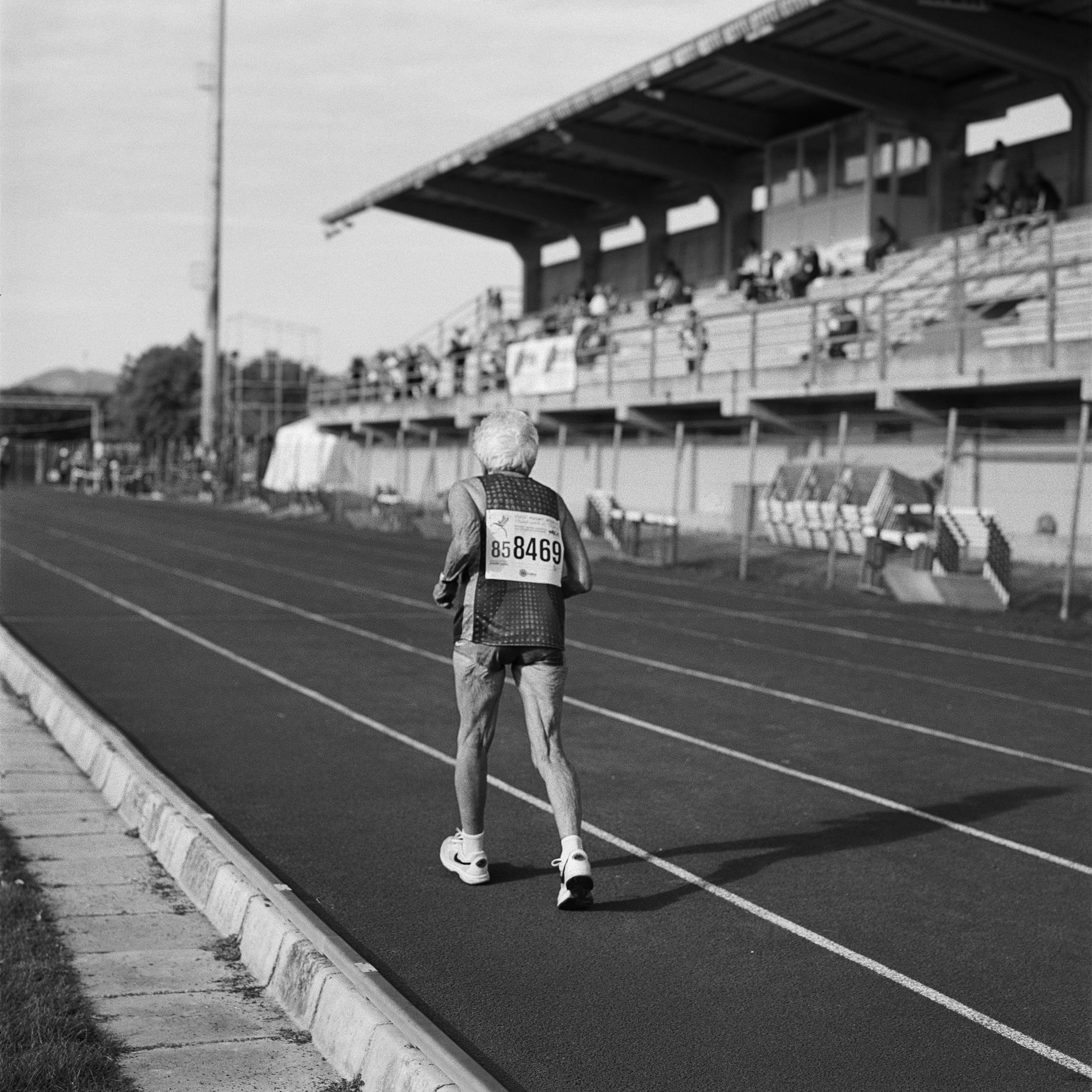  Louise, sole competitor 5000 meters, 85-89 division. World Masters. Misano Adriatico, Italy. 2007.
